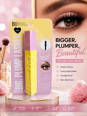 BIG, PLUMP LASHES MASCARA BY BEAUTY INTUITION RICH BLACK